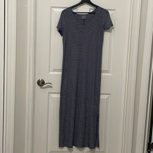 Olivia Rae navy and cream striped maxi dress